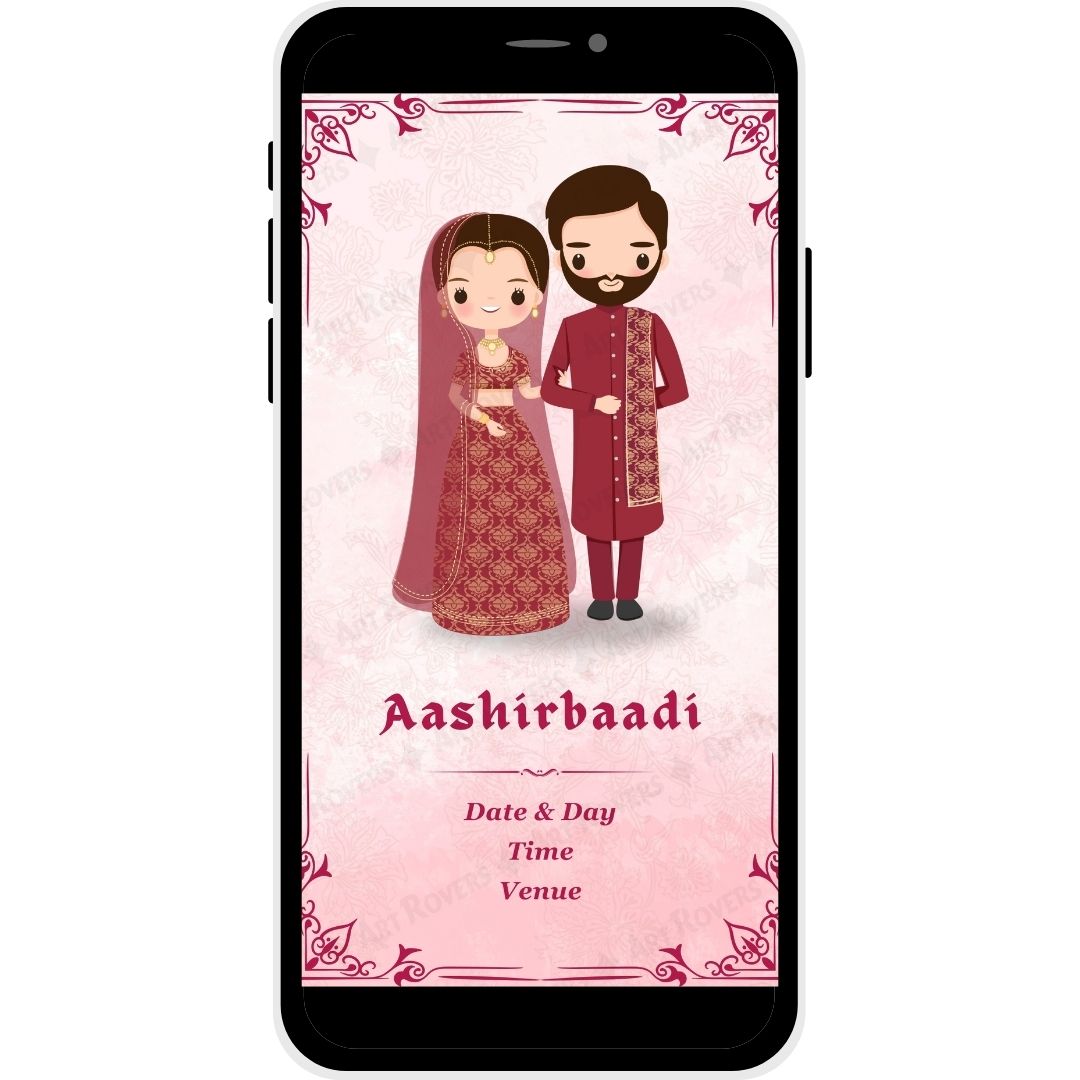 Aashirbaadi Ceremony of the "Celestial Union" Bengali Wedding Invitation Card