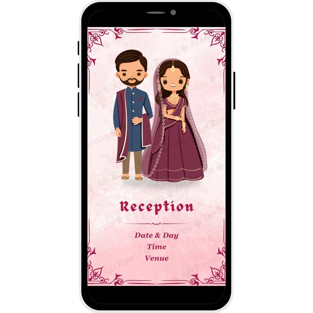 Reception Ceremony of the "Celestial Union" Bengali Wedding Invitation Card