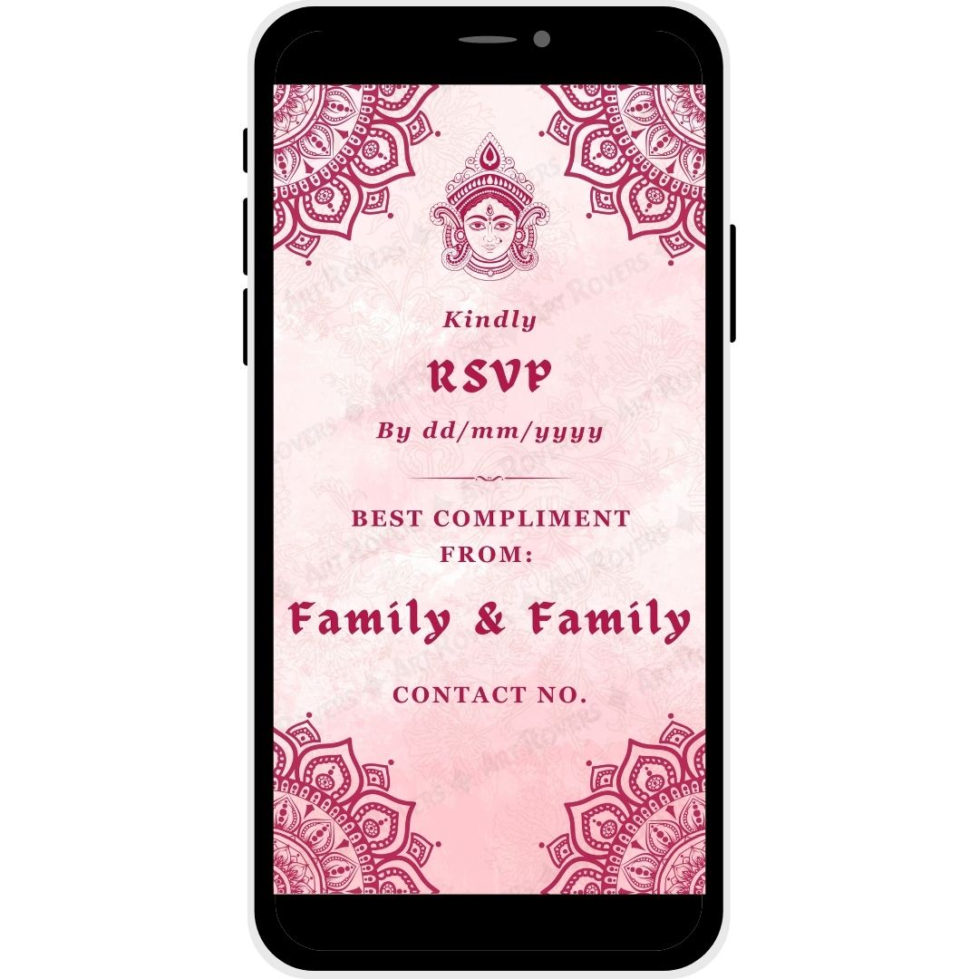 RSVP section of the "Celestial Union" Bengali Wedding Invitation Card
