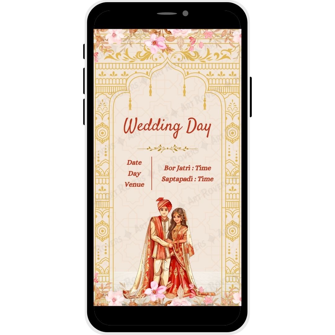 Wedding Day Ceremony on Divine Vows Bengali Wedding Invitation Card