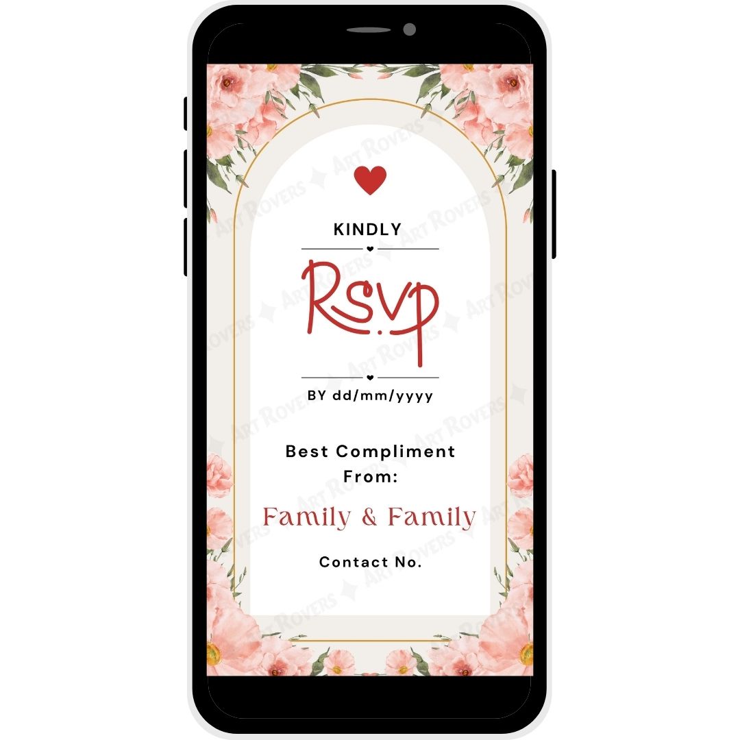 Blushing Blooms wedding invitation RSVP page with floral design and space for guest contact information.