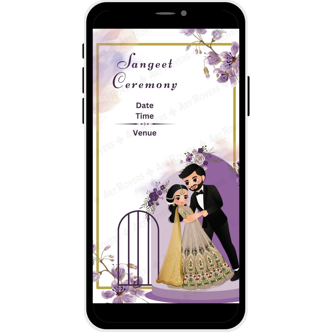 Decorative floral backdrop on Hindu wedding invitation card for Floral Charm.