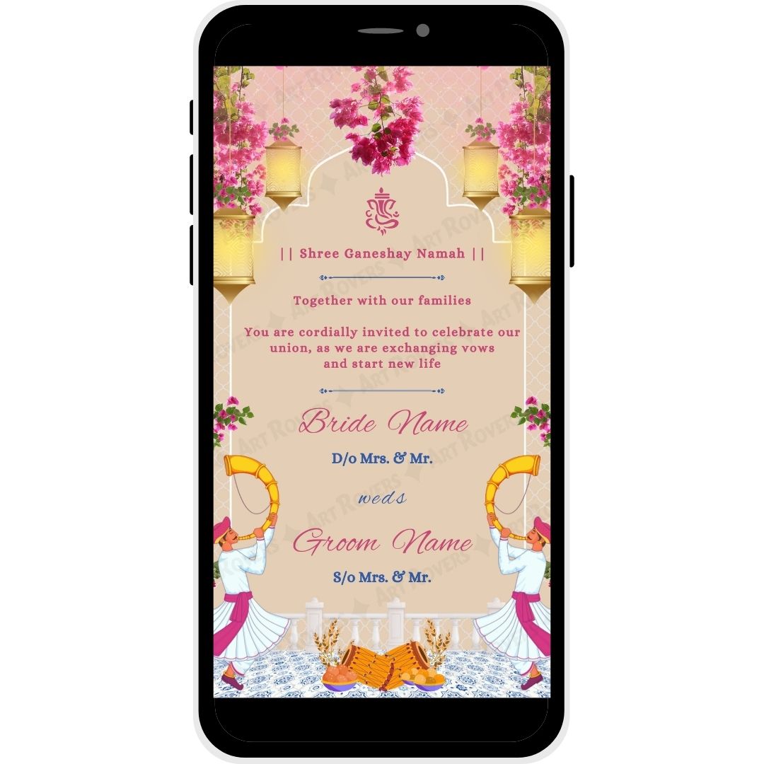 Bride and Groom Name on Floral Serenity Wedding Invitation