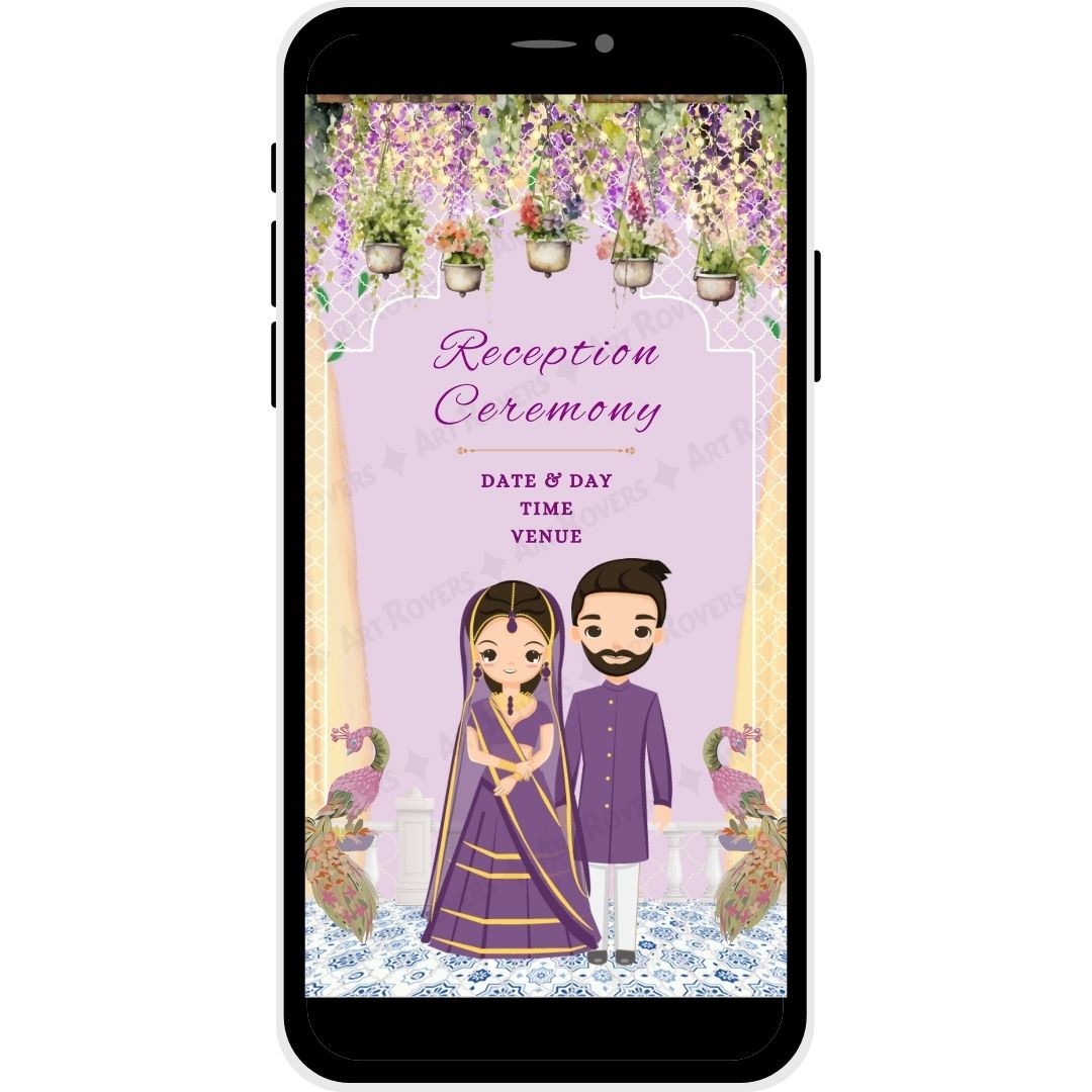 Reception Ceremony on Floral Serenity Hindu Wedding Card