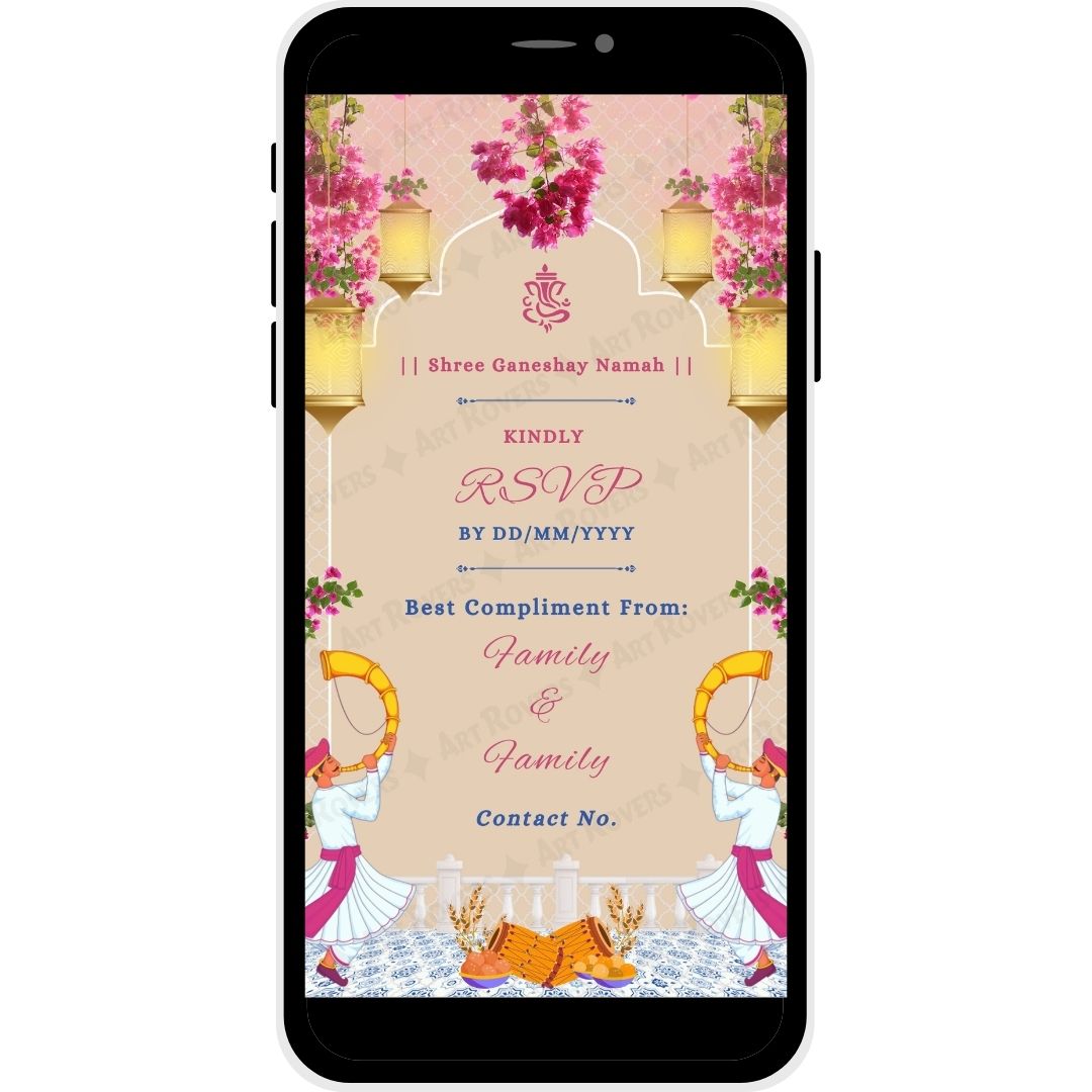 RSVP details on Floral Serenity Hindu Wedding Invitation