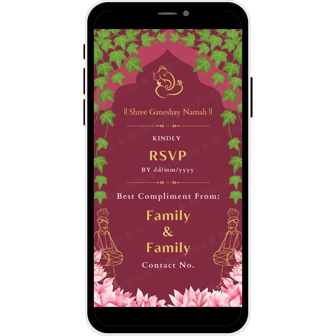 RSVP section in Vine of Love Marathi Wedding Invitation with lush greenery and floral details