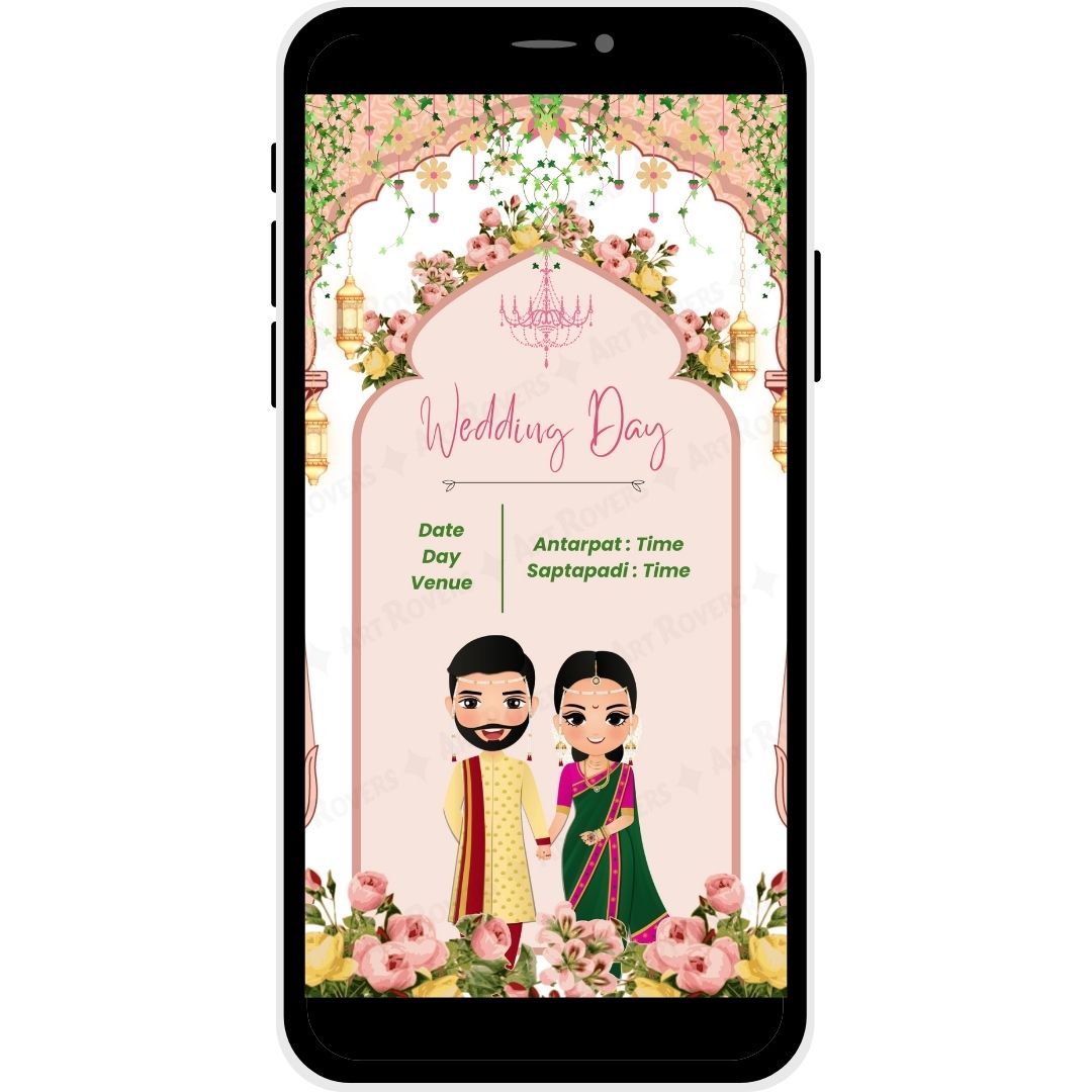 Wedding Day Ceremony details for Floral Heritage Marathi Wedding Invitation