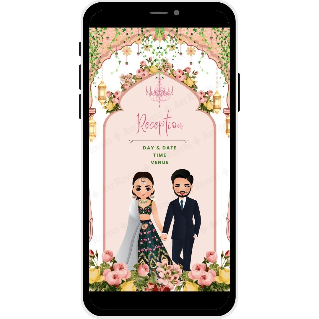 Reception Ceremony details for Floral Heritage Marathi Wedding Invitation