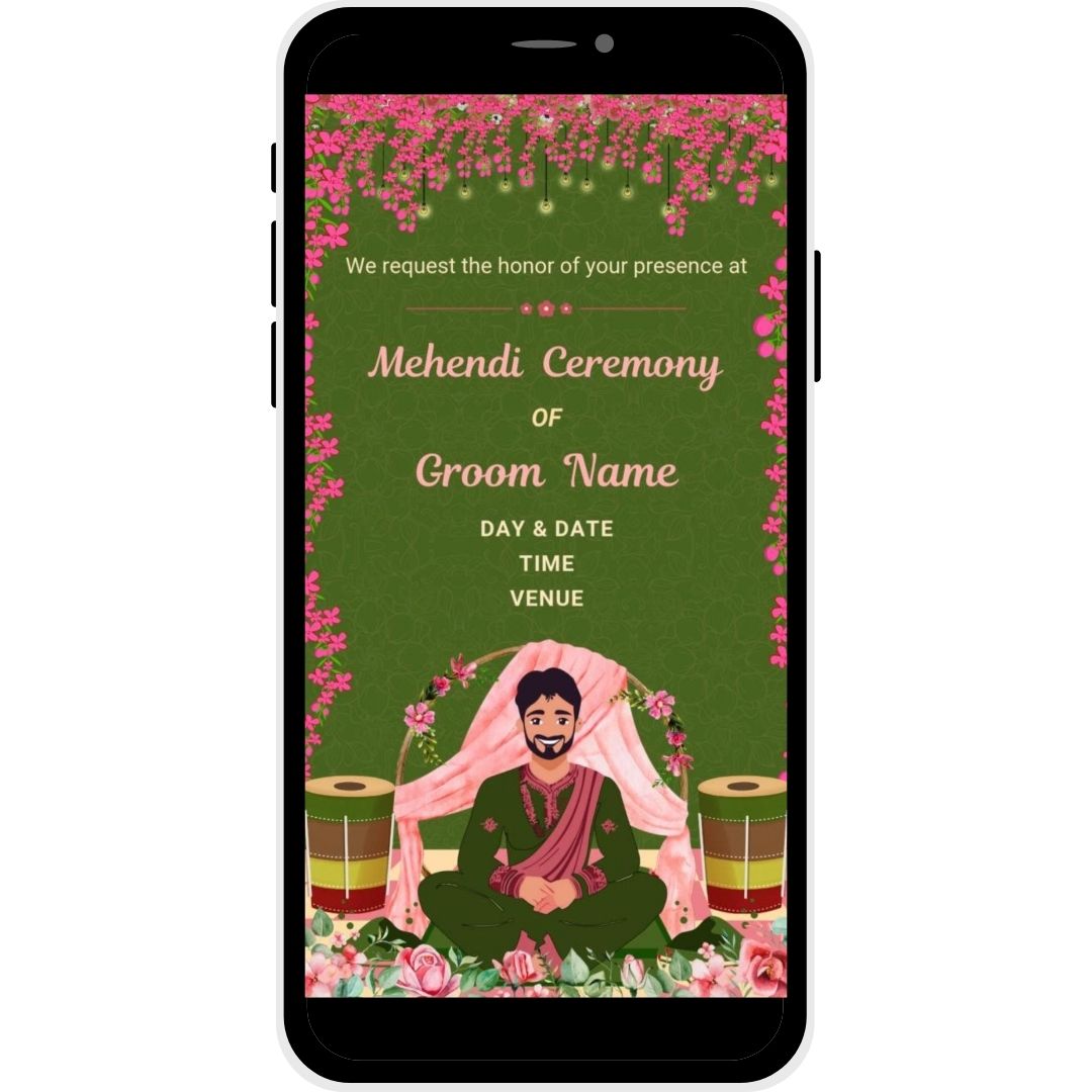 Palatial Bliss Mehendi Ceremony Invitation Card for Groom