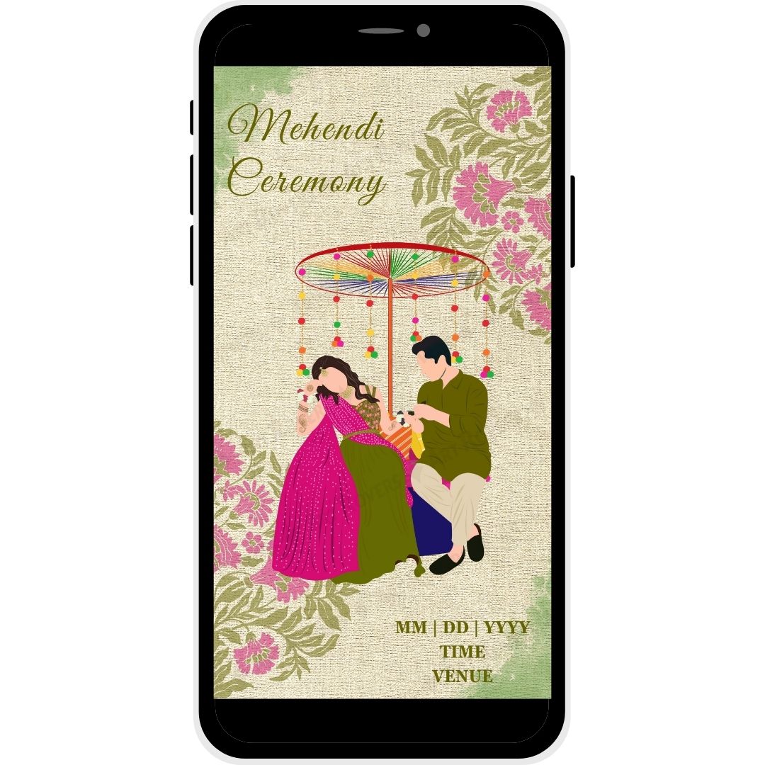 Mehendi Ceremony for Royal Charm Muslim Wedding Invitation Card