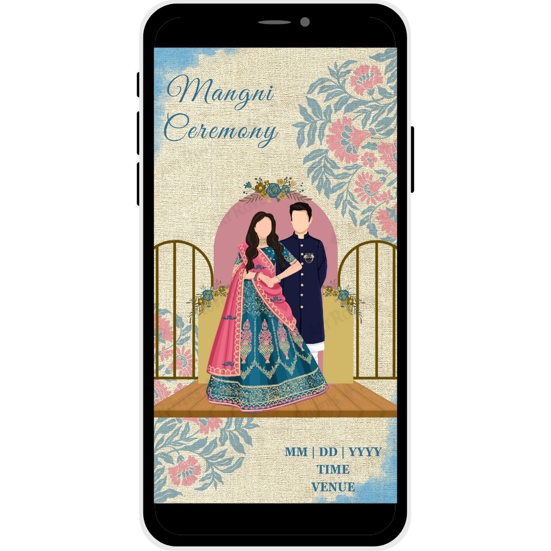 Mangni Ceremony for Royal Charm Muslim Wedding Invitation Card