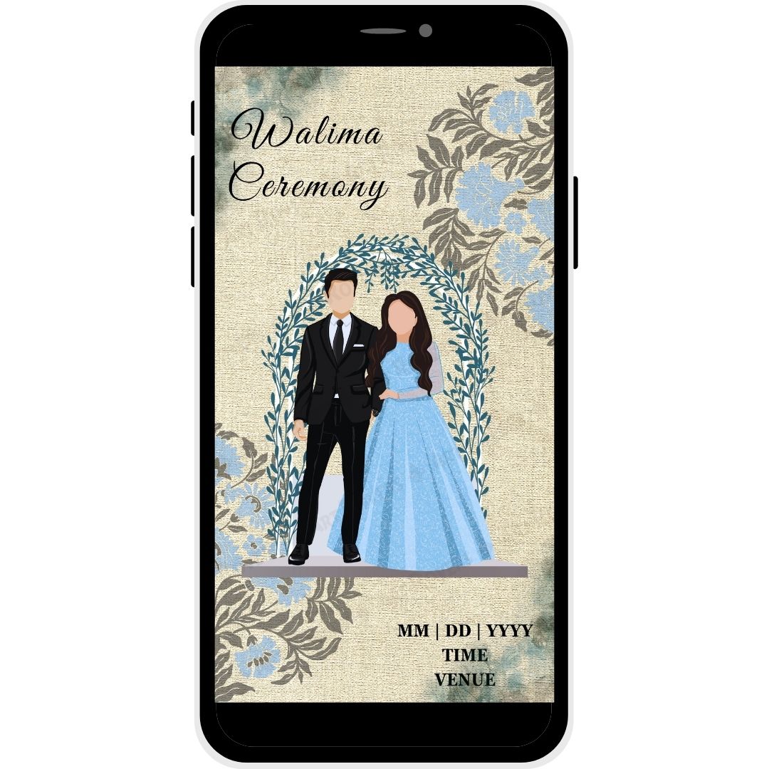 Walima Ceremony for Royal Charm Muslim Wedding Invitation Card
