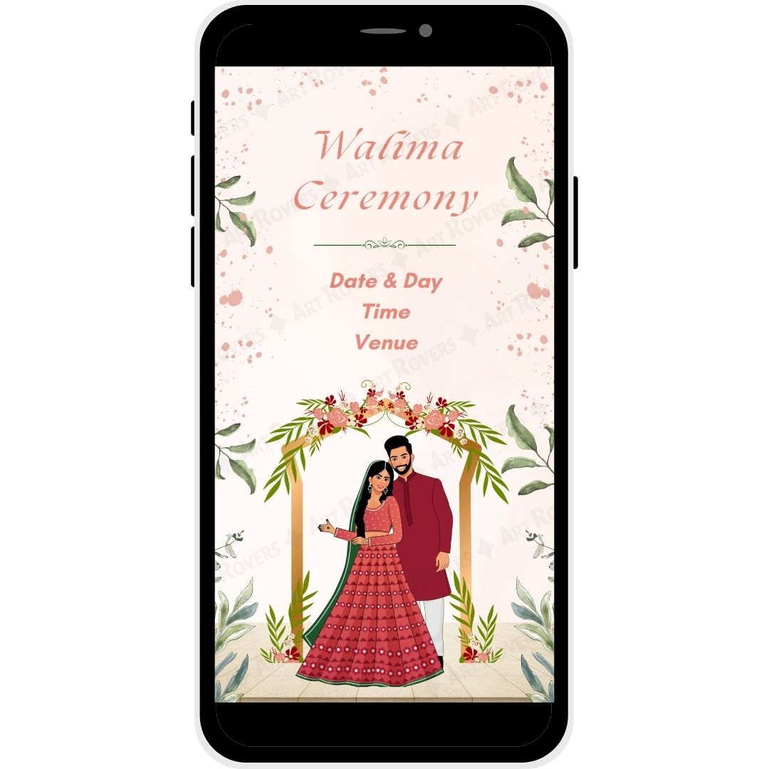 Walima Ceremony illustration from the Love in Bloom Muslim Wedding Invitation Card.
