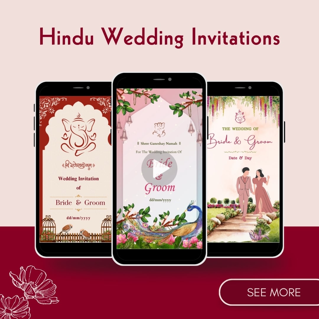 Digital Hindu Wedding Card for different ceremonies