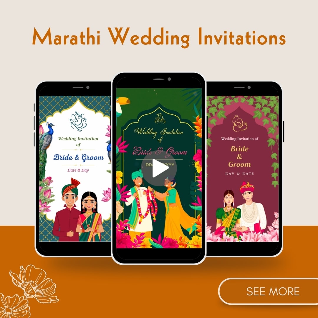 Customizable Maharashtrian Wedding Invitation Cards and Videos