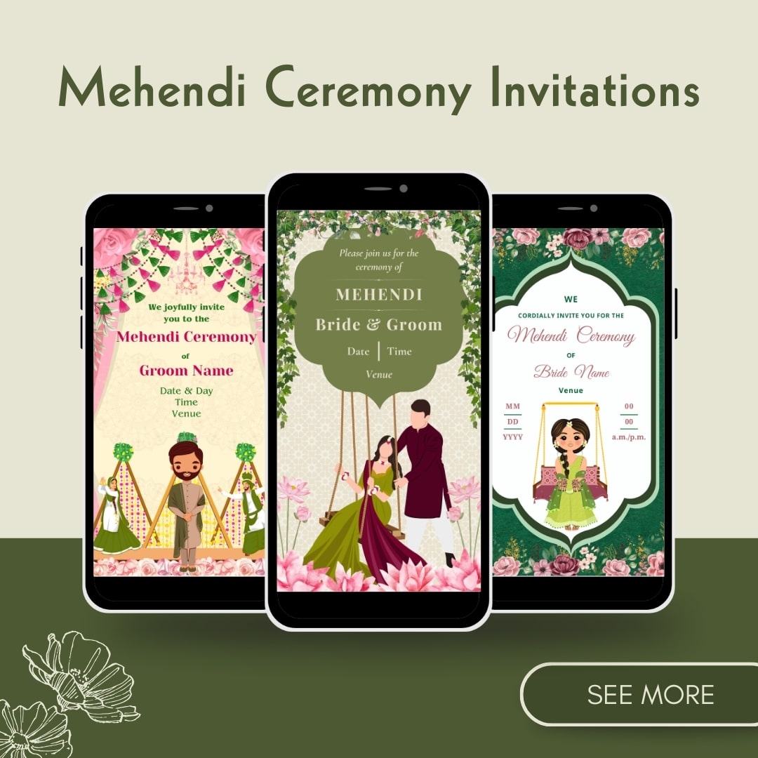 Mehndi Invitation Cards - Digital Mehendi Invite | Artrovers – ArtRovers