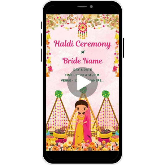 Blossom Delight Haldi Ceremony Invitation Card