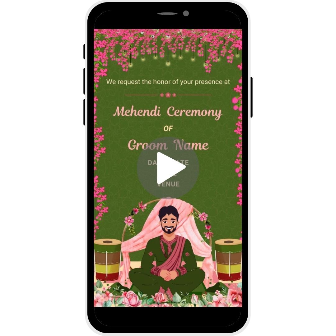 Palatial Bliss Mehendi Ceremony Invitation Card
