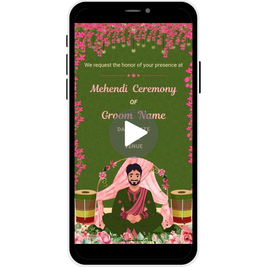 Palatial Bliss Mehendi Ceremony Invitation Card