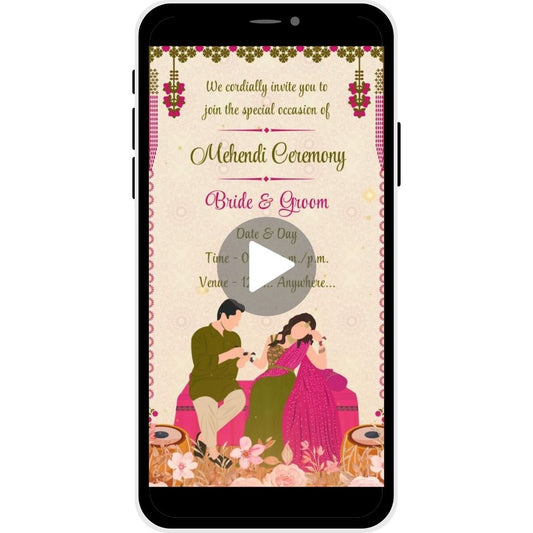 Ornate Grace Mehendi Ceremony Invitation Card