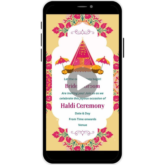 Golden Glow Haldi Ceremony Invitation Card