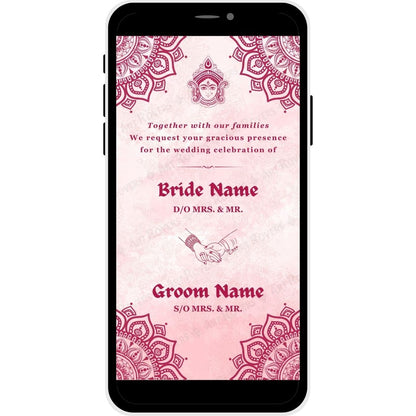 Bride and Groom Names section of the "Celestial Union" Bengali Wedding Invitation Card