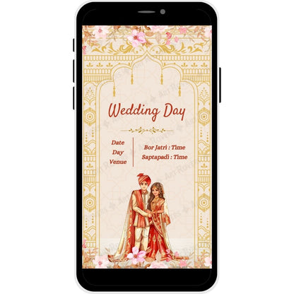 Wedding Day Ceremony on Divine Vows Bengali Wedding Invitation Card