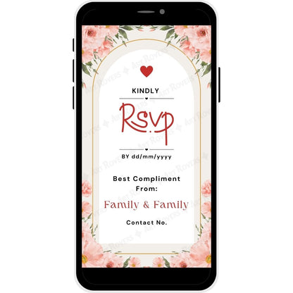 Blushing Blooms wedding invitation RSVP page with floral design and space for guest contact information.