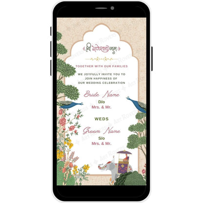 Invitation page with Bride and Groom names for Regal Tradition Gujarati wedding card