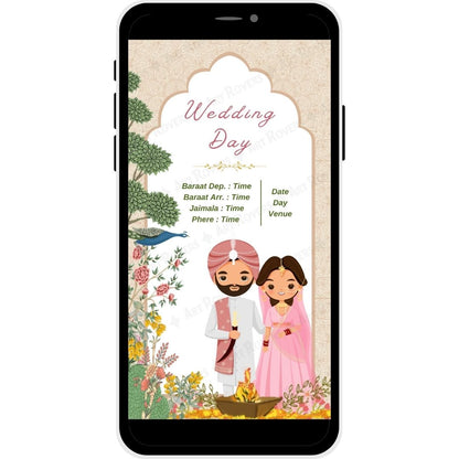 Wedding Day ceremony page with detailed Gujarati wedding timeline for Regal Tradition card