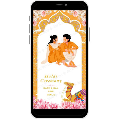 Lotus Harmony Gujarati Wedding PDF Invitation - Haldi Ceremony Details