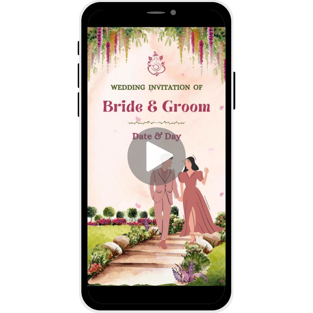 Garden Bliss Caricature Wedding Invitation Video