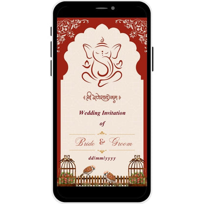 Traditional-themed Hindu wedding PDF invitation card cover from Timeless Traditions.