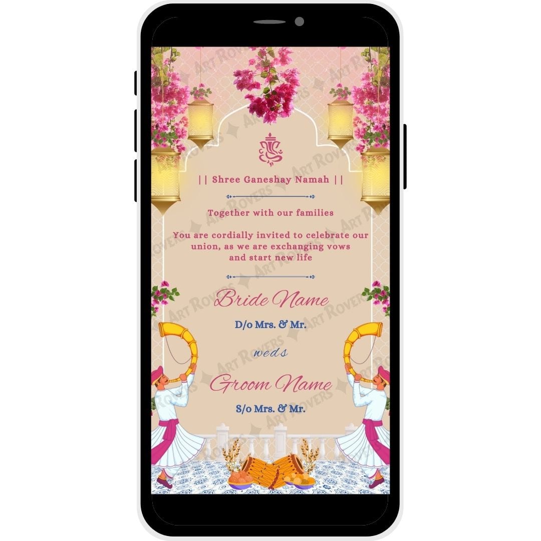 Bride and Groom Name on Floral Serenity Wedding Invitation