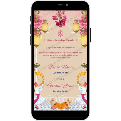 Bride and Groom Name on Floral Serenity Wedding Invitation