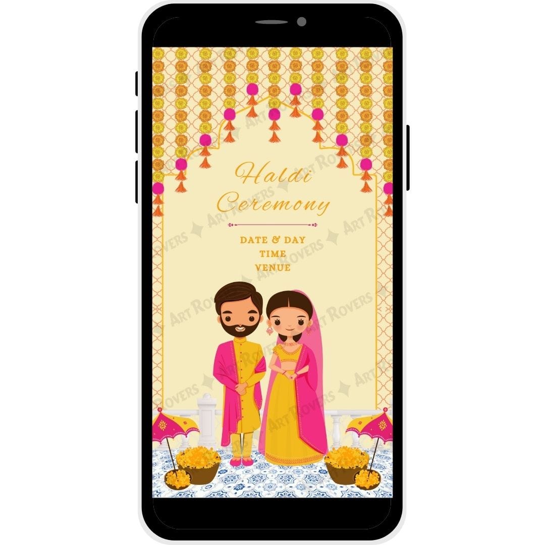 Haldi Ceremony on Floral Serenity Hindu Wedding Card