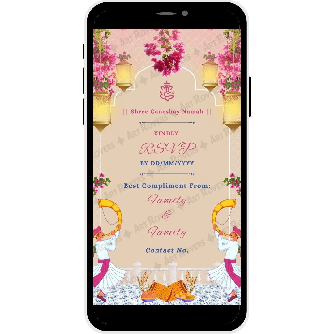 RSVP details on Floral Serenity Hindu Wedding Invitation