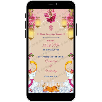 RSVP details on Floral Serenity Hindu Wedding Invitation