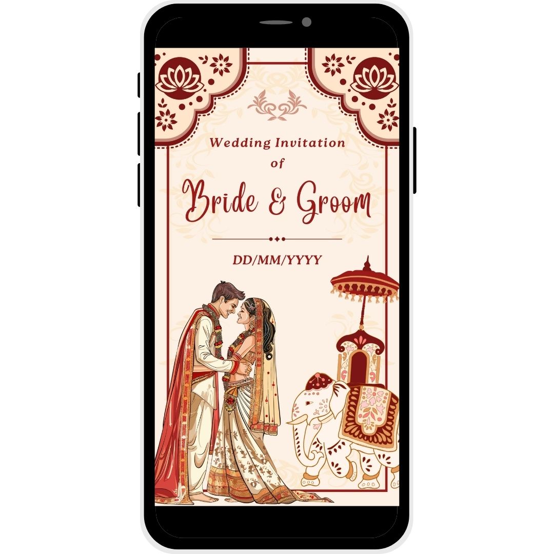 Royal Elegance Kannada Wedding Invitation Cover - Bride and Groom