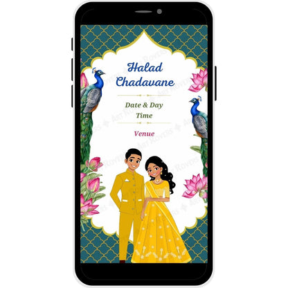 Halad Chadavane (Haldi Ceremony) in Royal Bloom Marathi Wedding Invitation