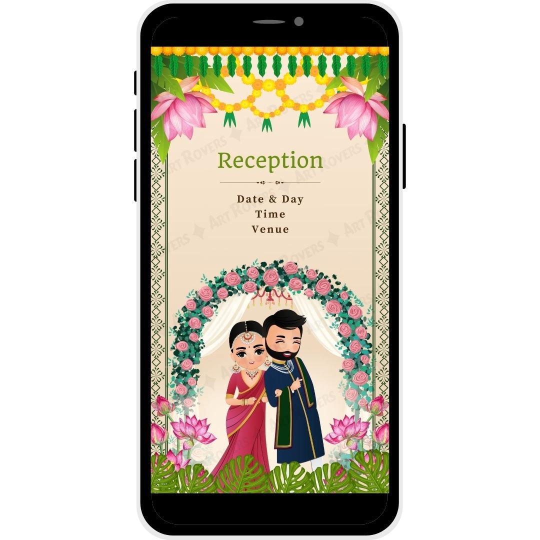 Reception Ceremony details in Timeless Lotus Marathi Wedding Invitation with Ganesha and floral accents