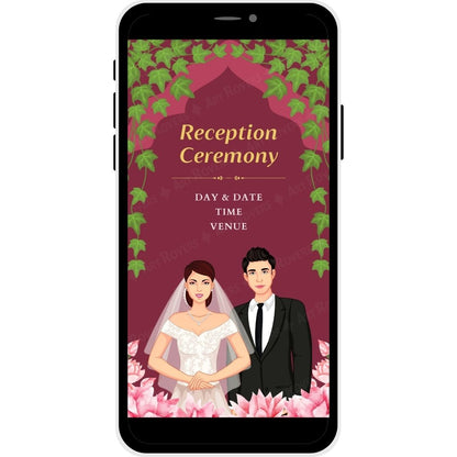 Reception Ceremony in Vine of Love Marathi Wedding Invitation with greenery and floral accents