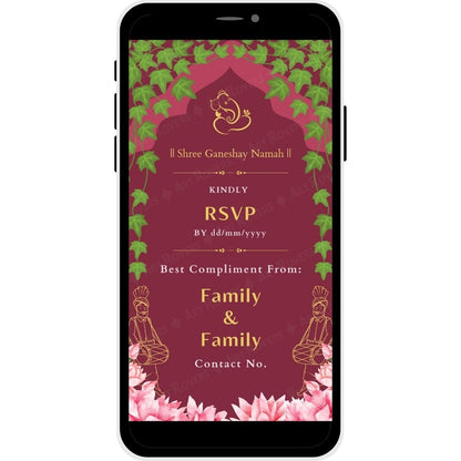 RSVP section in Vine of Love Marathi Wedding Invitation with lush greenery and floral details