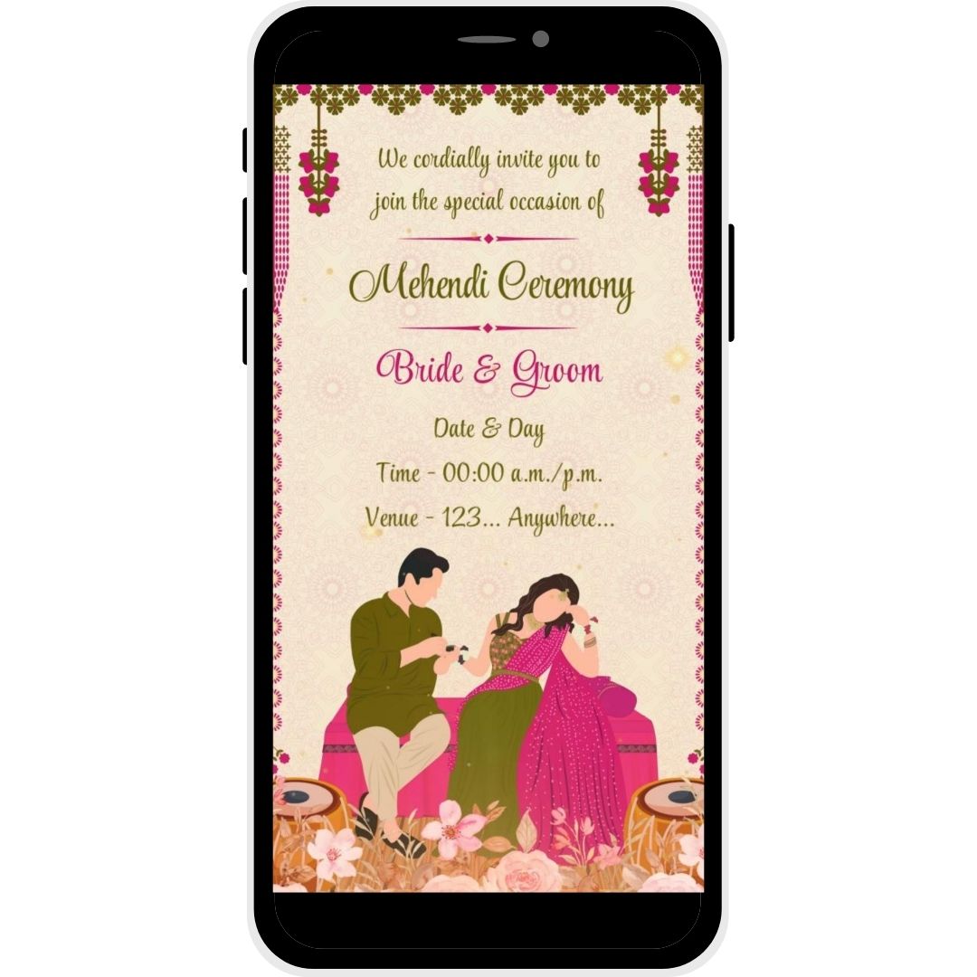 Ornate Grace Mehendi Invitation with Bride & Groom Names