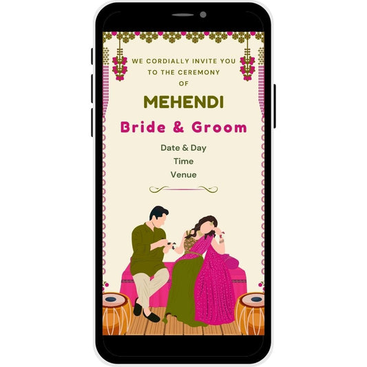 Ornate Grace Mehendi Invitation with Bride & Groom Names