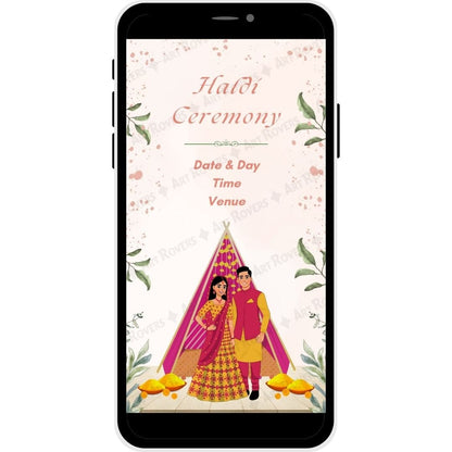 Haldi Ceremony illustration from the Love in Bloom Muslim Wedding Invitation Card.