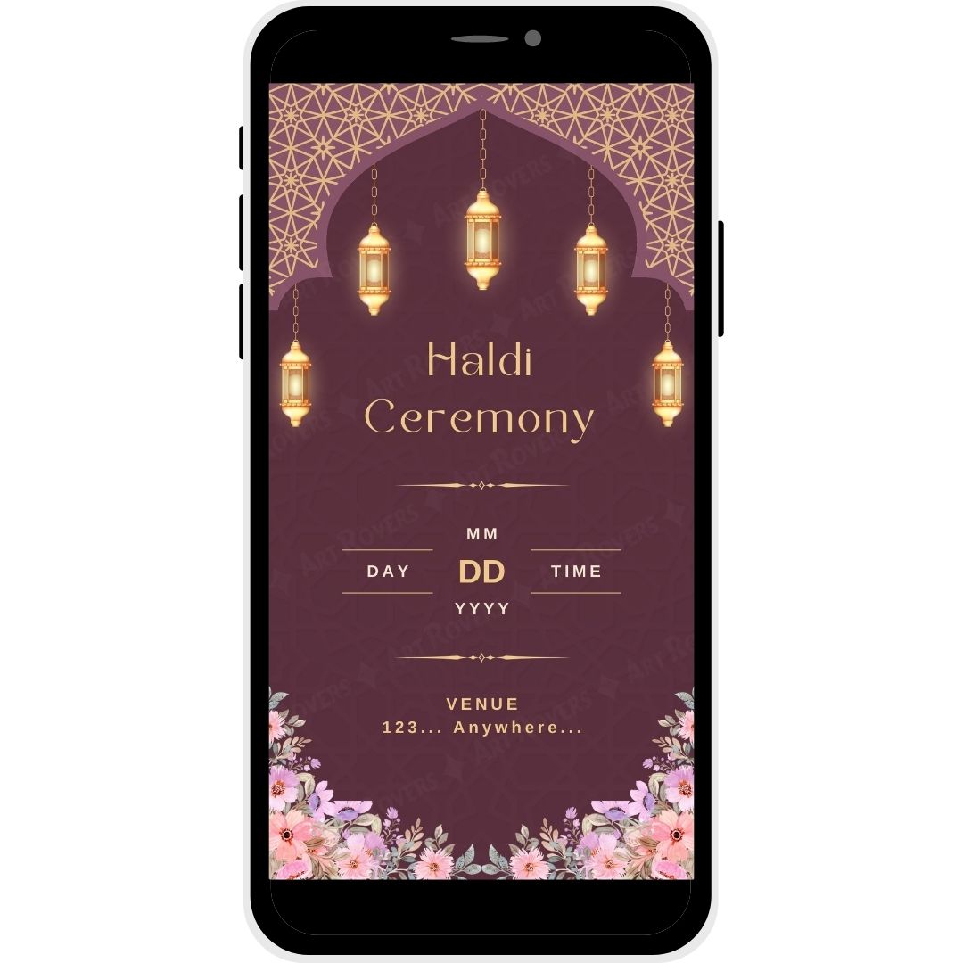 Haldi Ceremony section of Royal Heritage Muslim Wedding Invitation.