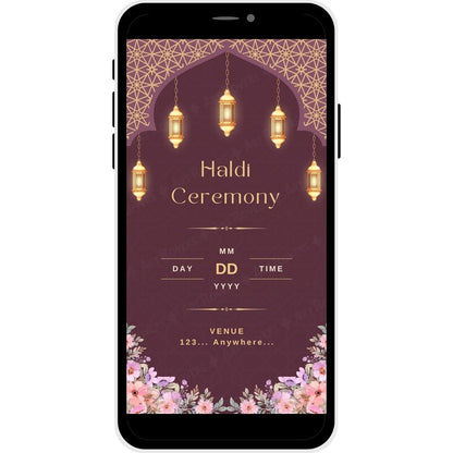 Haldi Ceremony section of Royal Heritage Muslim Wedding Invitation.