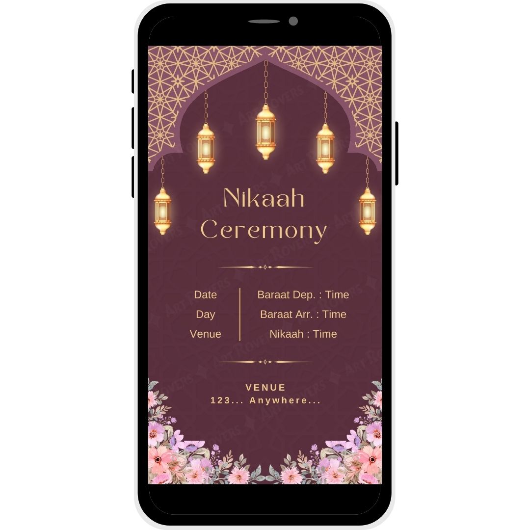 Nikaah Ceremony section of Royal Heritage Muslim Wedding Invitation.