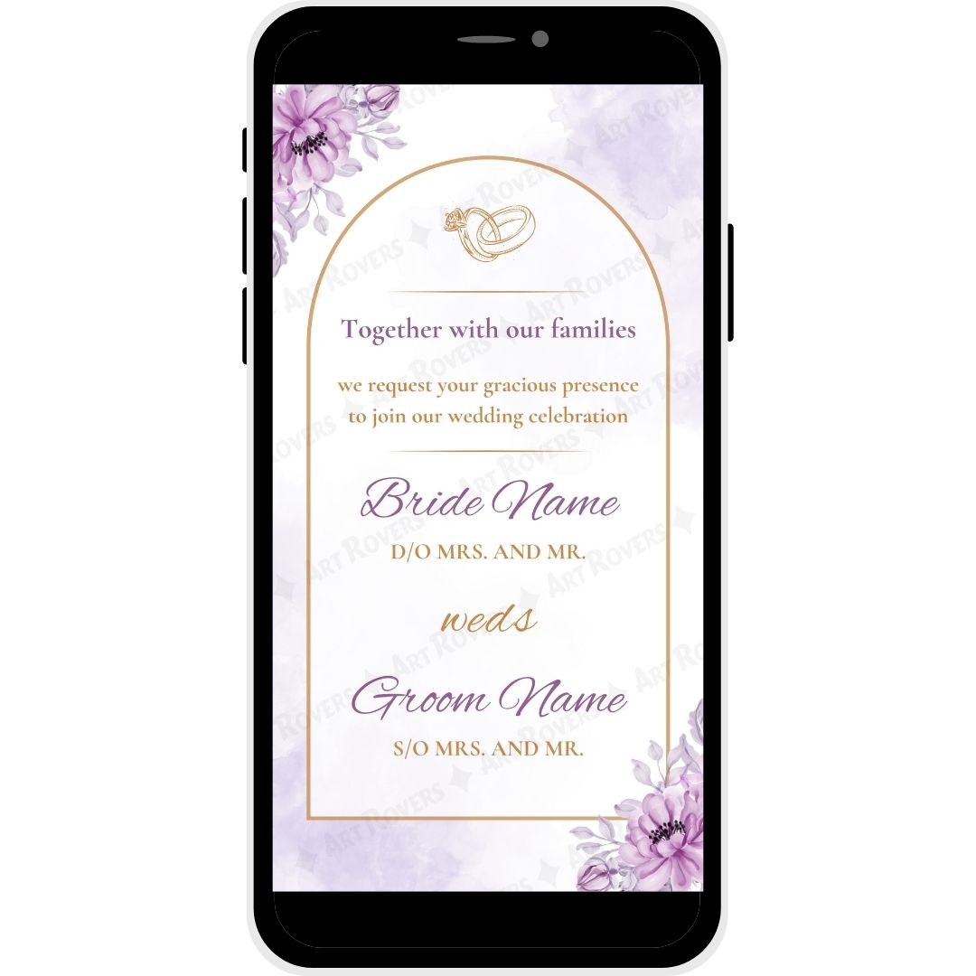 Velvet Petals Punjabi Wedding Invitation for Bride Name and Groom Name